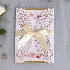 White Invitation Card With Envelope Laser Cut Paper Beautiful Wedding Invitation 